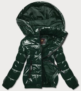 Lesklá zelená dámska bunda so sťahovacím lemom (LD7250BIG) odstíny zelené 52