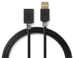 Nedis USB 2.0 predlžovací kábel antracitová / USB-A (M) - USB-A (F) / 480 Mbps / krytý konektor / 2 m (CCBP60010AT20)