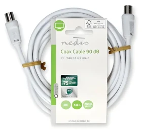 Nedis Koaxiálny kábel IEC(M)-IEC(M) biely / Kábel / 75 Ohm / Dvojité tienenie / 90 dB / 3 m (CSGL40200WT30)