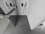 MEXEN/S - Kioto+ Sprchová zástena WALK-IN s poličkou a držiakom uterákov 80 x 200, zrkadlová, grafit metal 800-080-121-95-50