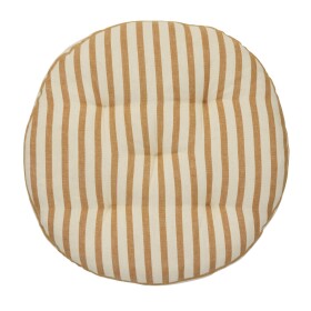 MADAM STOLTZ Okrúhly sedák na stoličku Stripes Off white / Dark honey Ø 45 cm