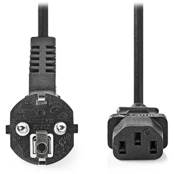 Nedis napájací kábel IEC-320-C13 - Schuko uhlová zástrčka čierna / Napájací kábel / 230V / 10A / 3 m (CEGL10000BK30)