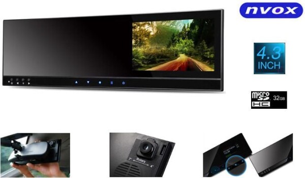 Nvox lusterko wsteczne LCD 4.3" rejestrator jazdy (DVR JW4380)
