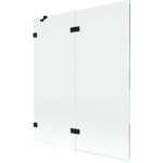 MEXEN/S - Lunar vaňová zástena 2-krídlová ľavá 140 x 150, transparent, čierna 897-140-100-70-00-L