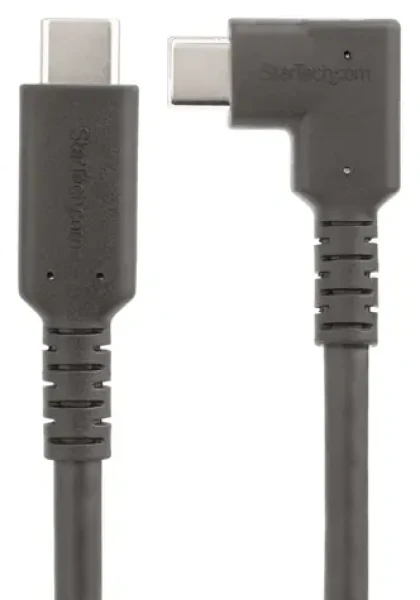 StarTech Rugged USB-C 90° čierna / Kábel / USB-C - USB-C / 10 Gbps / 4K 60 Hz / 0,5 m (RUSB31CC50CMBR)