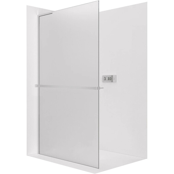 CERANO - Sprchová zástena Walk-in Onyx L-ľavá vzpera - 8 mm + polička/držiak na uteráky - chróm, mliečne sklo - 60x200 CER-8050BD923