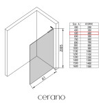 CERANO - Sprchová zástena Walk-in Onyx L-pravá vzpera - 8 mm - chróm, grafitové sklo - 50x200 CER-8050BD1039