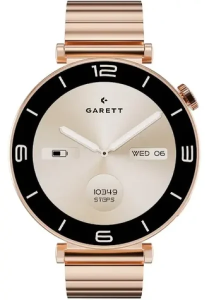 Garett Rose zlatá, SOLID steel / Chytré hodinky / 1.32 "AMOLED / BT hovory / IP67 (ROSE_SOLID_GLD)