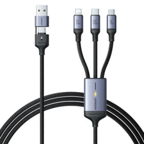 Joyroom SA21-2T3 Nabíjací kábel USB-A/C (M) - USB-C + MicroUSB + Lightning (M) 100W 1.5m čierna (SA21-2T3)