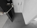 MEXEN/S - Kioto+ Sprchová zástena WALK-IN s poličkou a držiakom uterákov 100 x 200, grafit, nikel kartáčovaná 800-100-121-97-40