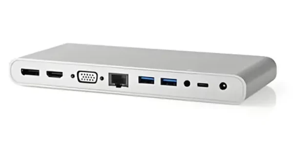 Nedis Dokovacia stanica USB-C biela / Dokovacia stanica / HDMI / DisplayPort / RJ45 / VGA / 4X USB-A (CCTB64991AL02)