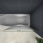 H K - Vaňová zástena S22 STRIPE 120x140cm - dvojdielna sklopná, číre sklo so vzorom, pravý variant SE-S22STRIPE120R