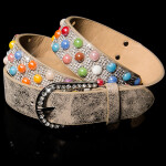 Sexy hip belt with rhinestones and colorful beads white 90