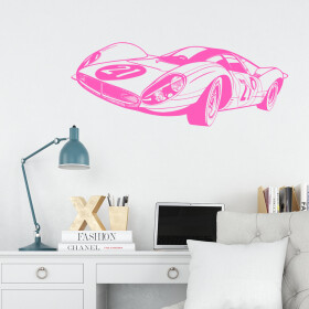 Veselá Stena Samolepka Pretekársky automobil Farba: růžová, Veľkosť: 60 x 22 cm