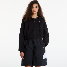 Mikina Nike Studio Fleece Medium Weight Women's Oversized Full-Zip Cropped Hoodie Total Black/ Sail XS