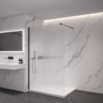 CERANO - Sprchová zástena Walk-in Onyx Cube Ľ/P - 8 mm - hranatá vzpera - čierna matná, ryhované sklo - 150x200 CER-8050BD573