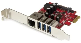 StarTech PCIe karta 3x USB 3.0 + Gigabit LAN / Radič USB / PCIe / RJ-45 / Realtek RTL8153 (PEXUSB3S3GE)