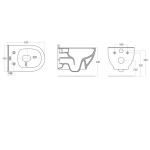 SAPHO - BRILLA závesná WC misa, Rimless, 36,5x53cm, čierna mat 100614-110