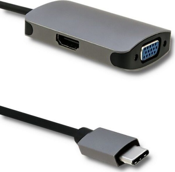 Qoltec USB-C - HDMI - VGA Sivý (50380)