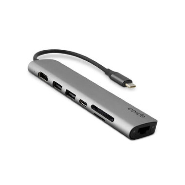 Epico Hub 7v1 sivá / 2x USB-A / USB-C / HDMI 8K / microSD / SD / RJ45 (9915112100071)