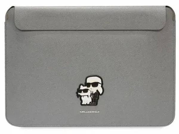 Karl Lagerfeld Saffiano Karl Choupette strieborná / Puzdro na laptop / 16" (KLCS16SAKCPMG)