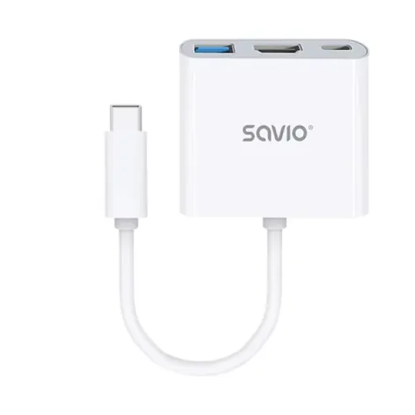 SAVIO AK-48 USB-C adaptér / USB-A 3.0 / HDMI / USB-C / PD (PERSAVHUB0004)