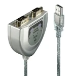 Lindy strieborná / Prevodník USB - sériový Port / 2× RS232 / 0,6 m (42889)