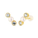 JwL Luxury Pearls Elegantné pozlátené náušnice s perlami a zirkónmi JL0852