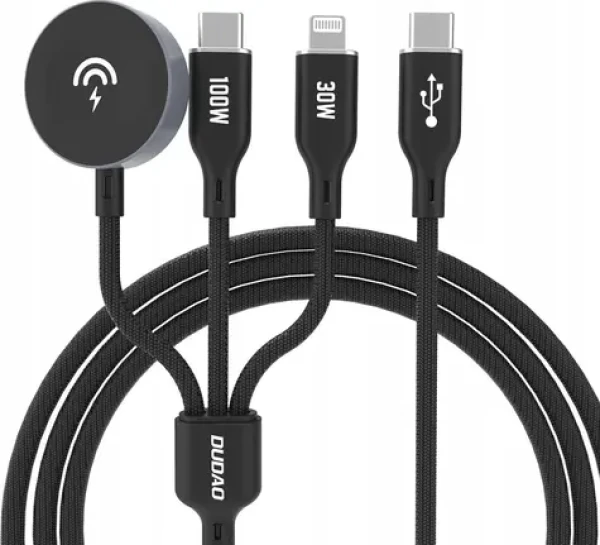 Dudao A12Max 3v1 nabíjačka pre Apple Watch / USB-C / Lightning / 1.2 m / 100 W / čierna (181517)