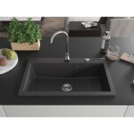 MEXEN MEXEN - Elix granitový drez 1-miska 800 x 500 mm, čierna kropenatá, sifón chróm 6527801005-76