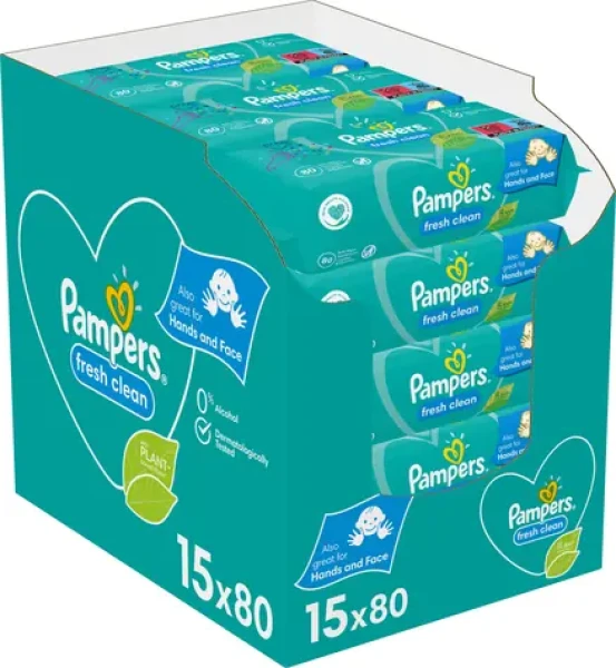 Pampers Fresh Clean Vlhčené obrúsky 1200ks (15 x 80ks) (8001841078496)