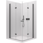 CERANO - Sprchovací kút Volpe Duo Ľ/P - 6 mm - čierna matná, transparentné sklo - 100x70x190 - zalamovacie CER-480163