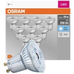 OSRAM HOMELIGHTING 4058075036703 LED En.trieda 2021 F (A - G) GU10 klasická žiarovka 4.3 W = 50 W neutrálna biela (Ø x v) 50 mm x 50 mm 10 ks; 4058075036703