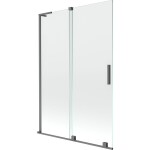 MEXEN/S - Velar L dvojkrídlová posuvná vaňová zástena 120 x 150, transparent, grafit metal 896-120-003-01-95