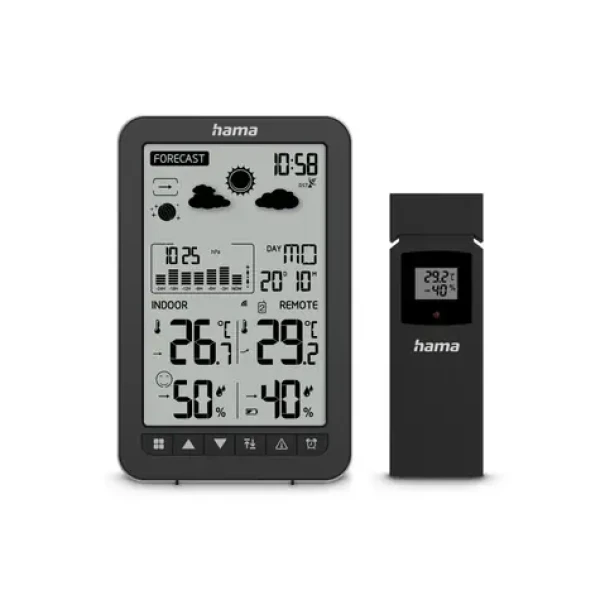 HAMA Ko Samui čierna / meteostanica / teplota / vlhkosť / tlak / počasie / fáza mesiaca / príliv / odliv (222219)