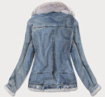 Svetlomodrá džínsová bunda s kožušinou (10538) odstíny modré L (40)