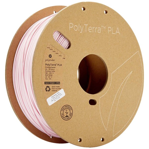 Polymaker 70867 PolyTerra PLA vlákno pre 3D tlačiarne PLA plast Nižší obsah plastov 1.75 mm 1000 g pastelová ružová 1 ks; 70867