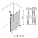 CERANO - Sprchová zástena Walk-in Onyx Top Cube Ľ/P - 8 mm - hranatá vzpera - čierna matná, bronzové sklo - 50x200 CER-689173