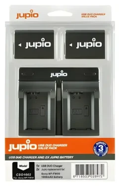 JUPIO Set 2x NP-FW50 + duálna nabíjačka / Sada batérií a nabíjačka / 1030 mAh (CSO1002)