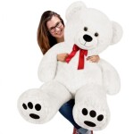 Deuba Veľký biely plyšový medveď 100 cm - XXL plyšák so srdcom