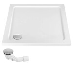 REA/S - Sprchová akrylová vanička Savoy - biela 80x80 Krytka kartáčovaná meď KPL-01906