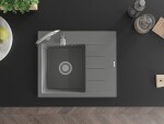 MEXEN MEXEN - Ben granitový drez 1 s odkvapkávačom ľavý 600 x 500 mm, sivý, sifón chróm 6522605000-71