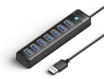 Orico PW7U-U3 čierna / USB hub / 7x USB-A 3.0 / nabíjací Port USB-C 5V/3A / kábel 1 m