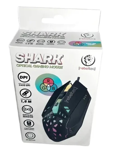 Rebeltec SHARK / Herná myš / Drôtová / USB / 1,8 m kábel (RBLMYS00062)