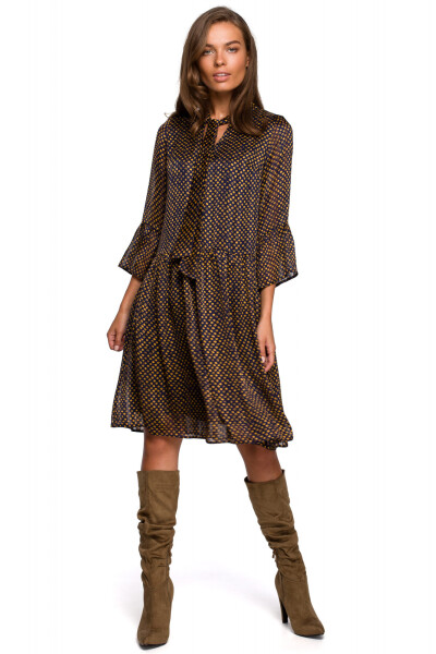 Dámske šaty S237 - Stylove 42/XL tm.modrá s puntíkem