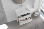 CERANO - Kúpeľňová skrinka Velora - biela matná, úchytka chróm + umývadlo z lit. mramoru Vita - biela matná - 70x63x46,5 CER-8050BD83997