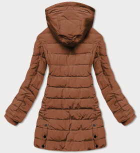 Dámska zimná bunda v karamelovej farbe s kapucňou (M-21003) Hnědá XXL (44)