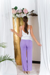 Sexy Koucla Highwaist Cloth Pants with Belt lilac L