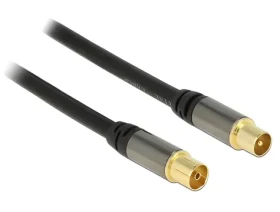 DeLock čierna / Anténny kábel / IEC - IEC / RG-6/U / 75 Ohm / 1 m (88922)