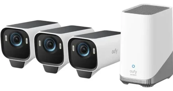 Anker Eufy S3 Pre biela / Vonkajšia IP kamera so solárnym nabíjaním / 3x kamera + jednotka HomeBase 3 / 4K (T88933W1)